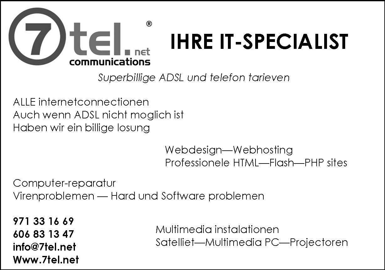 7Tel Communications Ihre IT Specialist Billig ADSL 3G HSDPA UMTS Schnel Internet