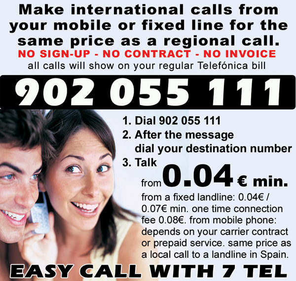 7Tel Communications 902055111 Cheap international calls from spain